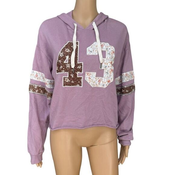 Altar’d State pink Maeve cotton blend paisley patchwork hoodie size L - Picture 1 of 7